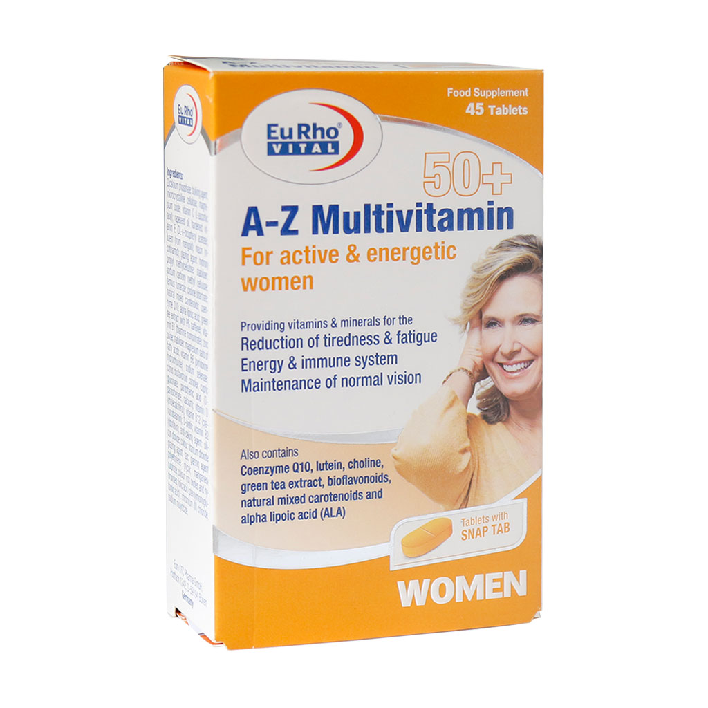 A-Z  مولتی ویتامین + 50 سال مخصوص خانم ها A-Z MULTIVITAMIN 50+ EURHO VITAL