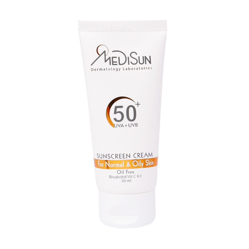 کرم ضد آفتاب بی رنگ spf50 پوست معمولی و چرب مدیسان MEDISUN NORMAL AND OILY SKIN WITHOUT COLOR SUNBLOCK CREAM