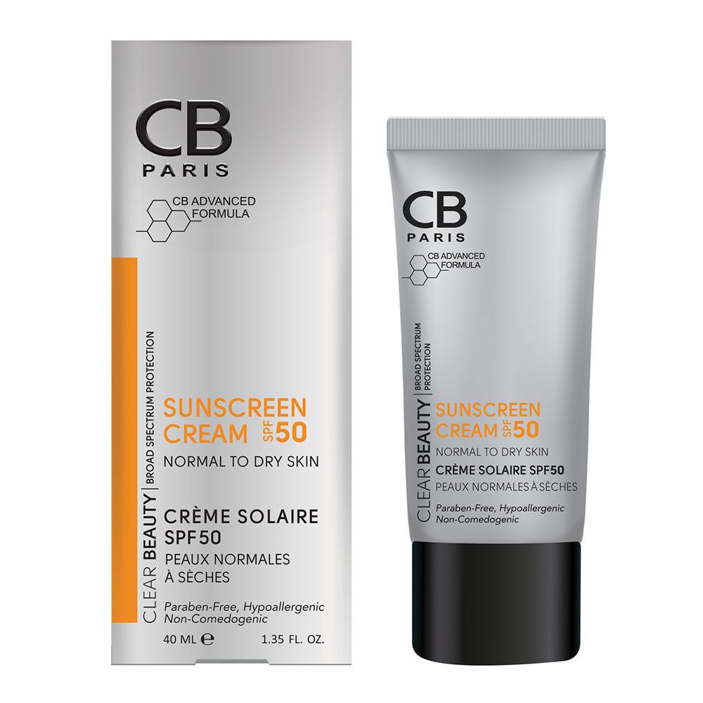 کرم ضدآفتاب پوست نرمال تا خشک بی رنگ SPF50 سی بی CB SUNSCREEN NORMAL TO DRY SKIN SPF50