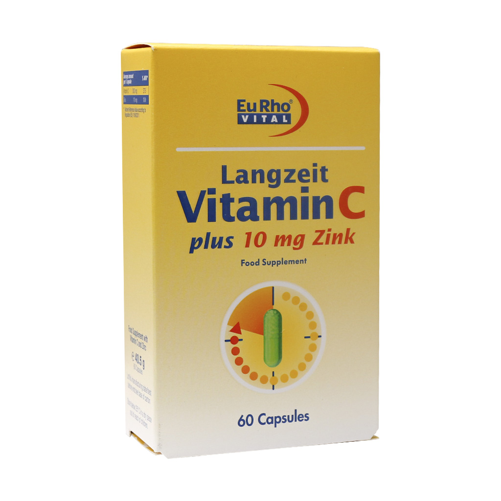 ویتامین ث و روی 10 میلی گرم یوروویتال LANGZEIT VITAMIN C + ZINC EURHO VITAL